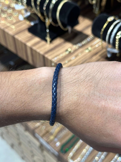 Pulsera Azul Cuero All In Men Joyeria