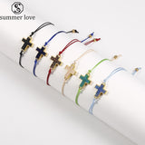 Fashion Handmade Braided Rope Bracelet Never Fade Gold Color Charm Bracelet for Women Adjustable Rope Resin Charm Jewelry