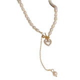 Beating Heart Natural Freshwater Pearl Love Shell Tassel Necklace Female Light Luxury Niche High-End Collarbone Chain