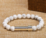 Natural Lapis Lazuli Bead Couples Bracelet Women Men Hollow Stainless Steel Put Secret Message Tube Notes Charm Hand Jewelry