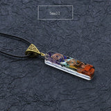 Colorful Gravel Necklace Resin Glue Wrapped Natural Stone Pendant