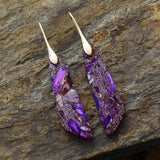 New Bohemian Emperor Stone Geometric Pendant Earrings, European and American Popular Natural Stone Jewelry