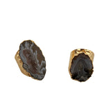 Agates Ring Slice Druzy Handmade Electroplated Goldtone Plated Free Form from Brazil Natural Stone Style