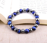 Royal Blue Tiger Eye Bracelet Men's Simple Obsidian Couple Friendship Bracelet（B200036 B200037）
