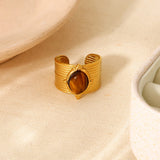 Retro style open ring women's stainless steel ring