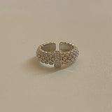 French retro zircon metal ring set female Korean niche personality simple and versatile temperament ring