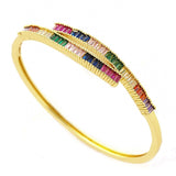 Fashionable copper inlaid colored zircon bracelet with genuine gold electroplating bracelet