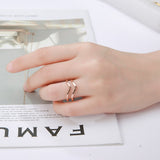 Simple Geometrical Wave Ring Stainless Steel Gold Color Party Finger Rings Jewelry Birthday Gift for Women Girls