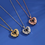 Heart shaped diamond projection in 100 languages, I love you necklace, fashionable, luxurious, high-end, collarbone chain