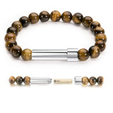 New Natural Stone Wishing Bracelet Tiger Eye Stone Lapis lazuli Stainless Steel Round Tube Knob Hand Chain with Wishing Paper