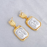 Elegant square pleated earrings, light luxury, niche personality, high-end feeling, retro earrings