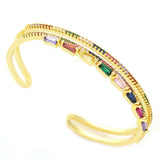 Double layer hollowed out opening inlaid with colored zirconium bracelet