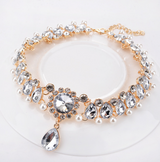 Ladies Thick Chain Necklaces - Artificial Pearl, Rhinestone Drop Damas, Fashionable Gold 35cm Fashionable Necklaces Jewelry 1pc For Wedding
