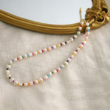 ASHIQI 7-8mm Natural Freshwater Baroque Pearl Necklace Fashion Colorful Beads Jewelry for Girls Gift
