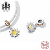 Avele Sterling Silver s925 Small Sun Pendant Bracelet Golden Glass Zircon Starry Sky Simple Pendant SCC2