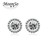 Fashion Luxury 925 Sterling Silver 6mm Small Zircon Stud Earing Earrings for women christmas gift korean jewelry E232