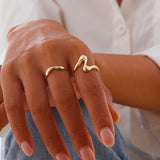 Internet celebrity Wind Wave Opening Stacked Ring Personality Irregular Alloy Ring Female