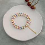 ASHIQI 7-8mm Natural Freshwater Baroque Pearl Necklace Fashion Colorful Beads Jewelry for Girls Gift