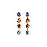 Oval Tassel Stud Earrings French Retro Metal Earrings