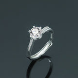 Light Luxury Niche Fashion Moissanite Diamond One-Carat Zircon Diamond Ring Open Six-Prong Ring Female Ring