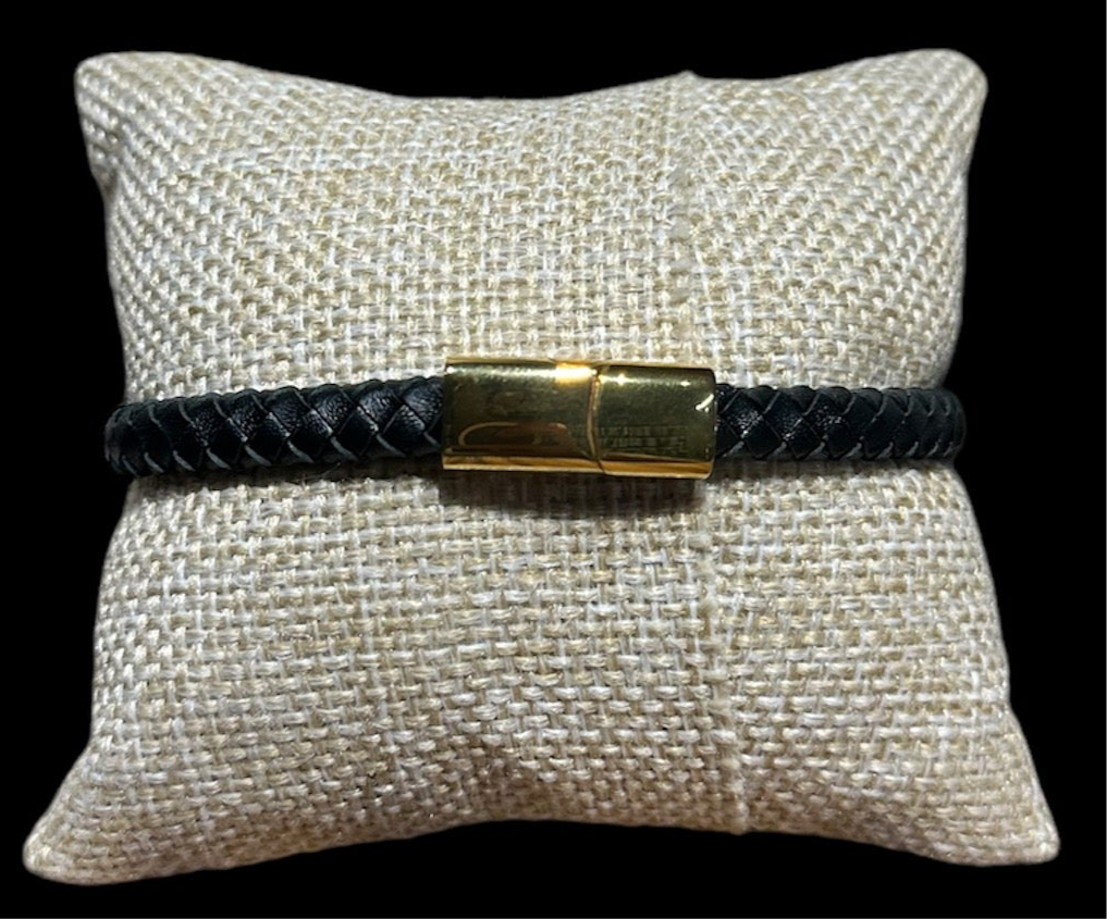 Pulsera Dorada Cuero Cruz All In Men Joyeria