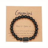 Natural stone beaded tiger eye picture stone bracelet zodiac bracelet