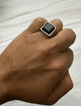 Anillo Piedra Negra Acero All In Men Joyeria