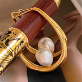Large Oval Earrings Freshwater Pearl Earrings