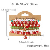 Soft Clay Crystal Christmas Bracelet Set with Drip Paint Christmas Color Letter Bead Bracelet Set for Women