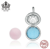 Original New Blue Powder Incense Ball Pendant Can Open DIY Bracelet Necklace Pendant S925 Sterling Silver Pendant
