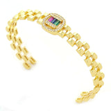 Copper inlaid zircon couple bracelet hollowed out women's bracelet