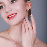 UMCHO Pink Morganite Rings for Women 925 Sterling Silver Ring Heart Engagement Wedding Band Valentine's Day gift Fine Jewelry