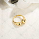 FOXANRY 925 Stamp Rings for Women INS Fashion Vintage Couples Simple Design Smooth Water Drop Geometric Party Jewelry