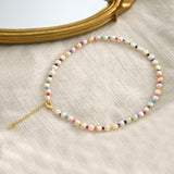 ASHIQI 7-8mm Natural Freshwater Baroque Pearl Necklace Fashion Colorful Beads Jewelry for Girls Gift