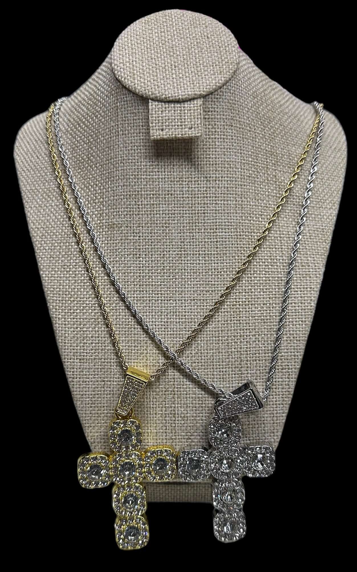 Cadena Dije Cruz Zirconias 9 cm All In Men Joyeria