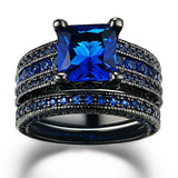 Black Gold Plated Retro Men's and Women's Ring Set with Zircon New Ring