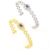 Copper inlaid zircon couple bracelet hollowed out women's bracelet