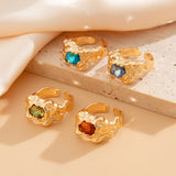 Sweet and cool retro inlaid gemstone pleated ring, personalized geometric alloy ring set