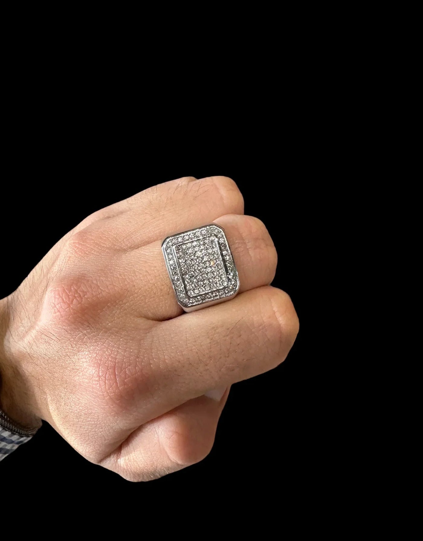 Anillo Cuadrado Zirconias All In Men Joyeria