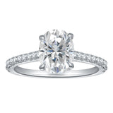 S925 Sterling Silver  2 Carat Oval Moissanite Ring Four-Prong Wedding Ring French Style Engagement Ring