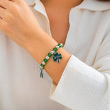 Festive Gift: Clover Letter Bracelet, Simple Green Bead Bracelet, Beer Festival Jewelry