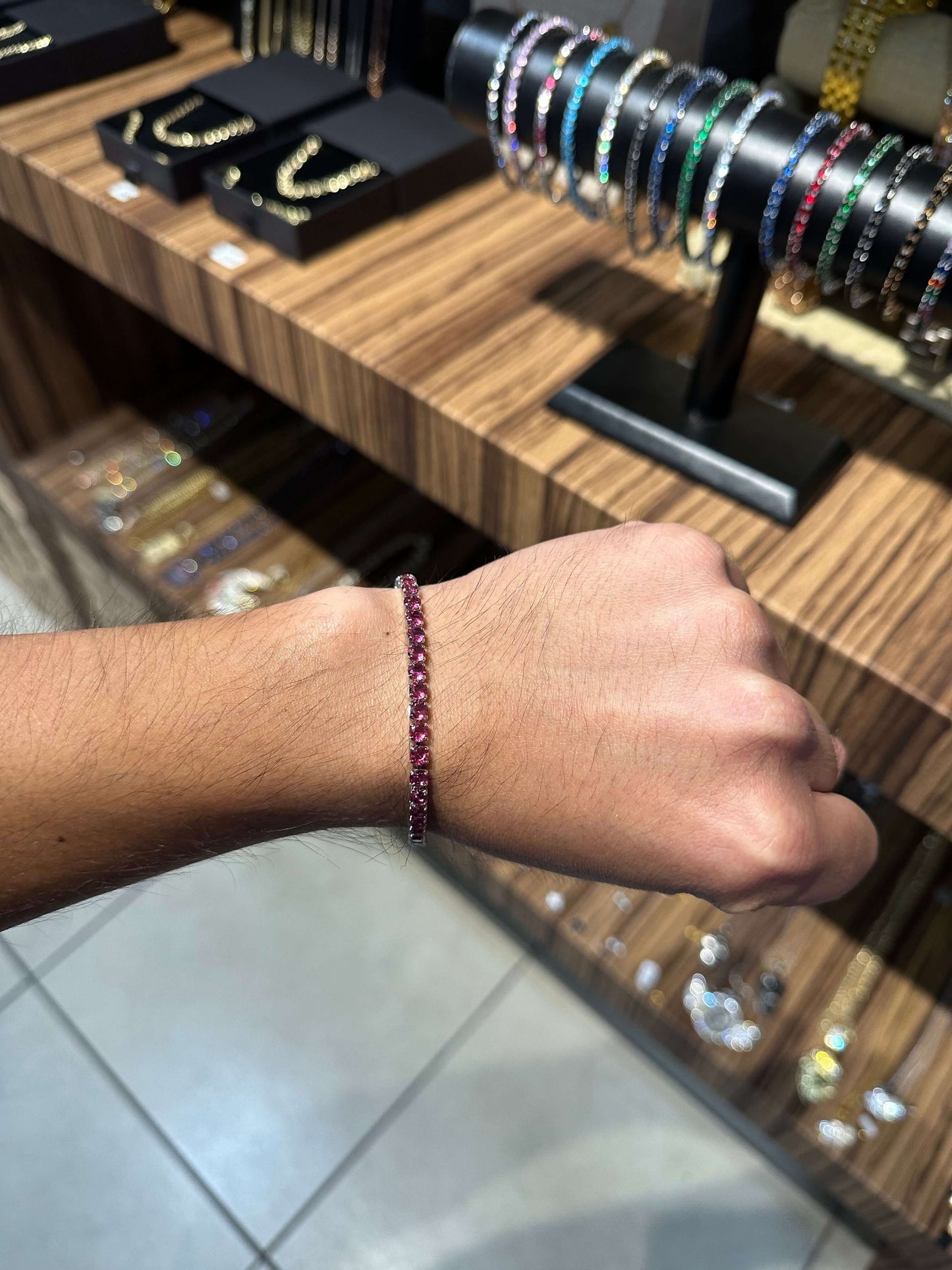 Pulsera Tenis 3 mm Plata Morada All In Men Joyeria