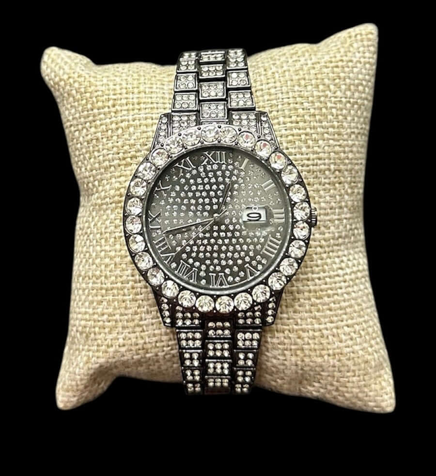 Reloj Negro Zirconias Cara Redondo All In Men Joyeria