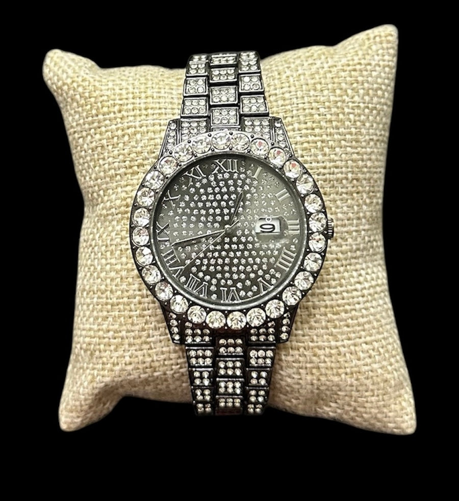 Reloj Negro Zirconias Cara Redondo All In Men Joyeria