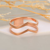 Simple Geometrical Wave Ring Stainless Steel Gold Color Party Finger Rings Jewelry Birthday Gift for Women Girls