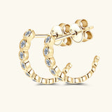 Inlaid Moissanite 925 Sterling Silver C-Hoop Earrings