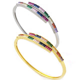 Fashionable copper inlaid colored zircon bracelet with genuine gold electroplating bracelet