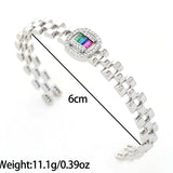 Copper inlaid zircon couple bracelet hollowed out women's bracelet