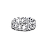 Panda Dora S925 Silver Ring with Pav&eacute; Set Sparkling Starlight Bow, Fashionable Elegant Women's Ring, Cuban Chain Pair Ring