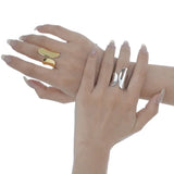 Real 925 Sterling Silver Fashion Hyperbole Smooth Surface Opening Ring for Women Wedding Party Fine Jewelry Gift